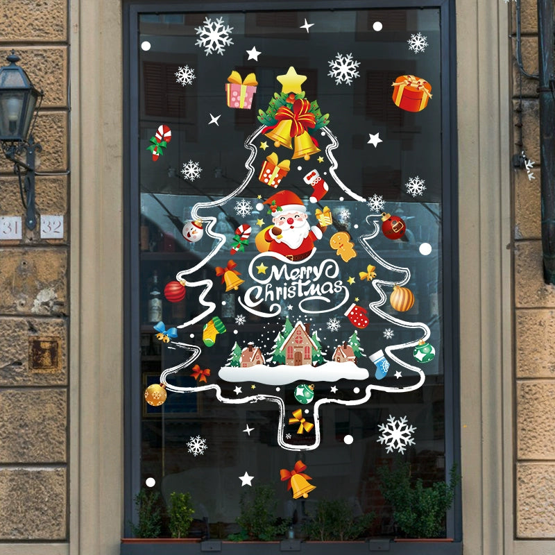 White Glass Doors and Windows Stickers Christmas Decorations