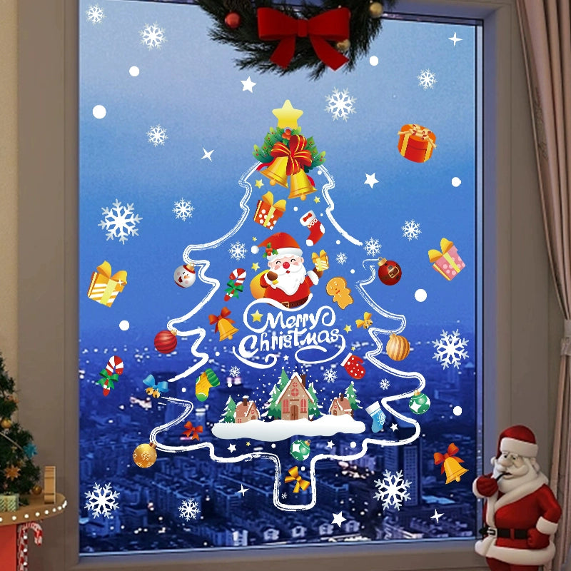 White Glass Doors and Windows Stickers Christmas Decorations