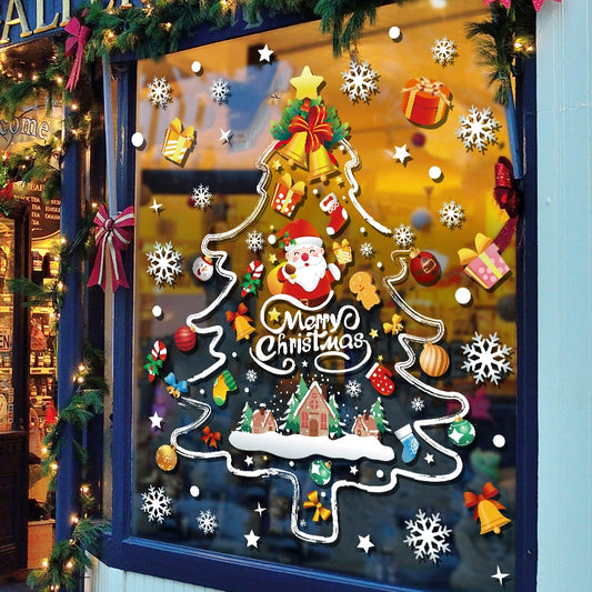 White Glass Doors and Windows Stickers Christmas Decorations