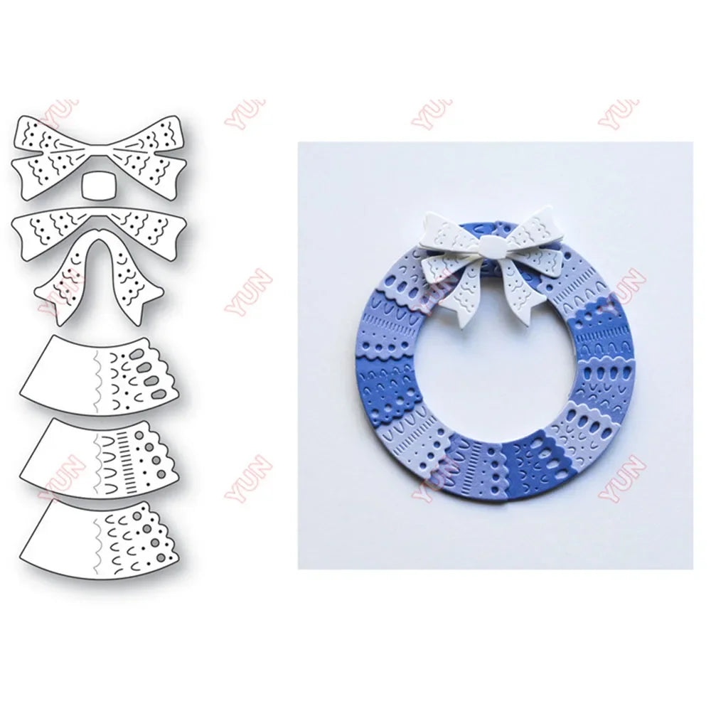 2024 Christmas Wreath Bow Mushroom House Rabbit Bird Metal Cutting Dies DIY Making Scrapbooking Holidays Cards Gift Decor Molds