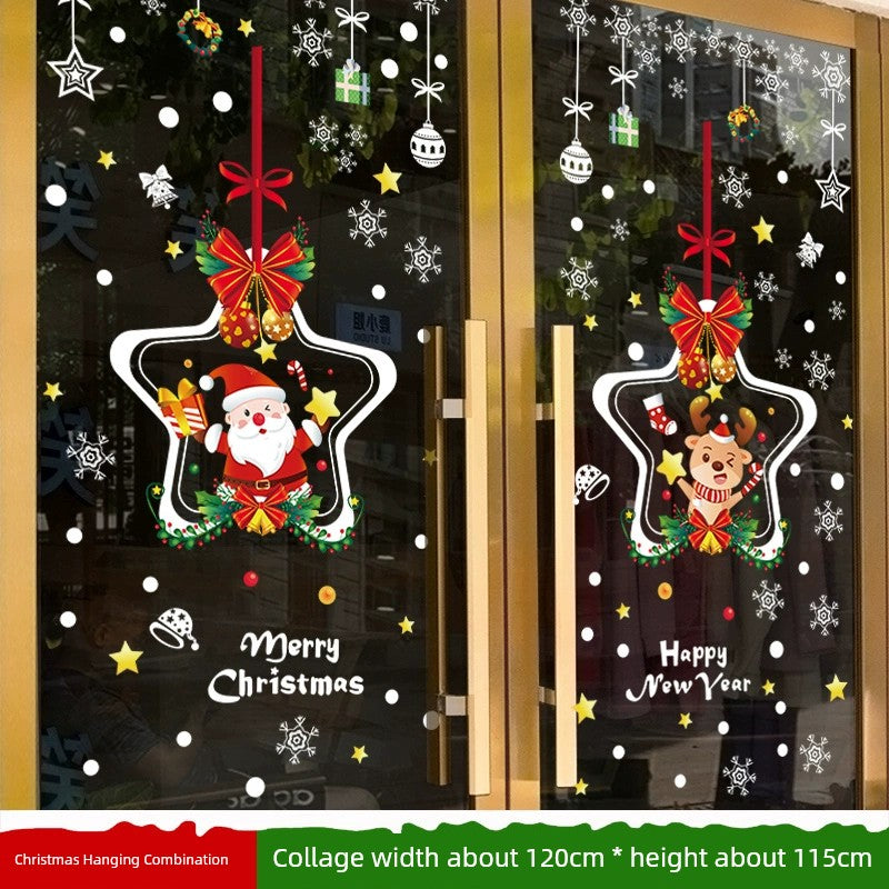 White Glass Doors and Windows Stickers Christmas Decorations