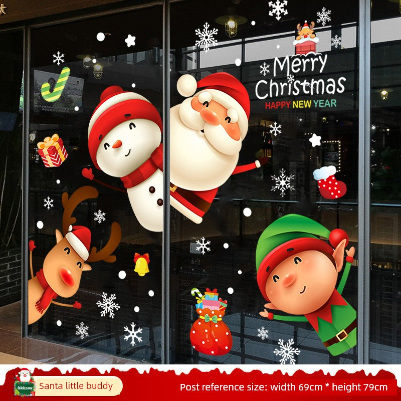 White Glass Doors and Windows Stickers Christmas Decorations