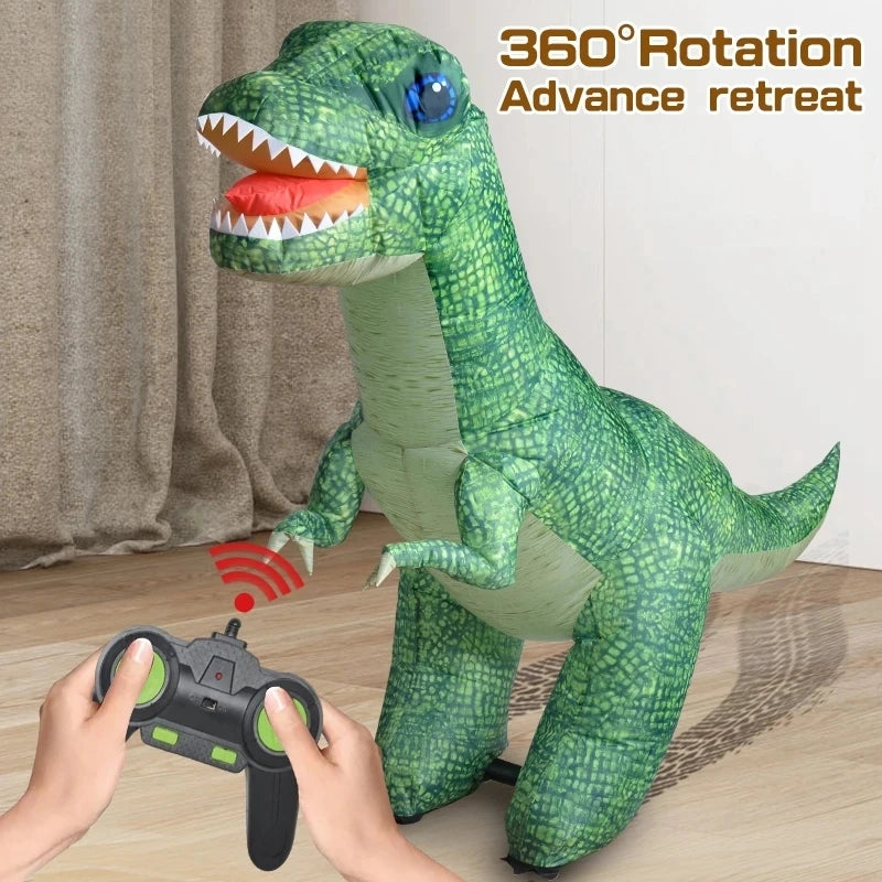 Large Inflatable Remote Control Dinosaur RC Electric Walking T-Rex Toys for Kids Boys Girls Best Birthday Party Christmas Gifts