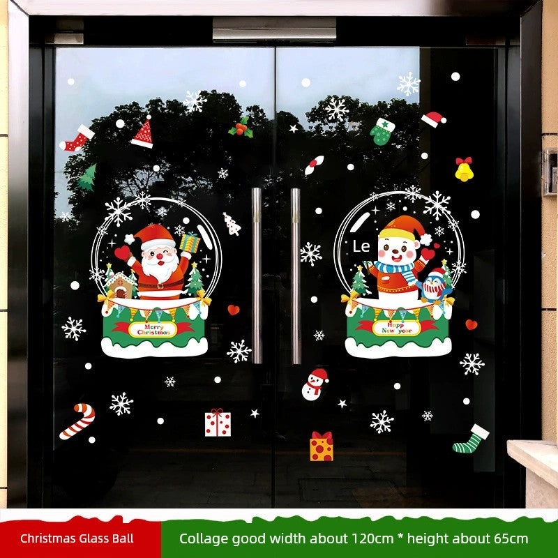 White Glass Doors and Windows Stickers Christmas Decorations