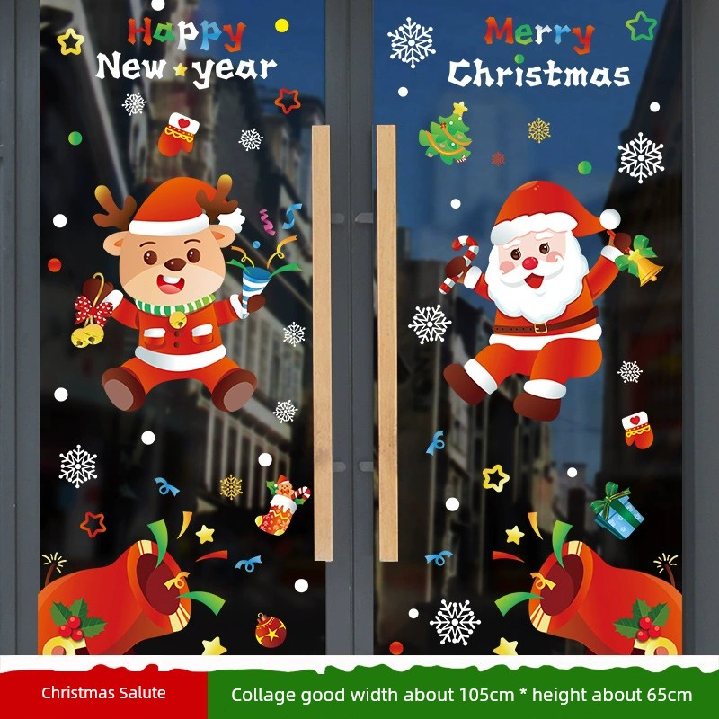 White Glass Doors and Windows Stickers Christmas Decorations