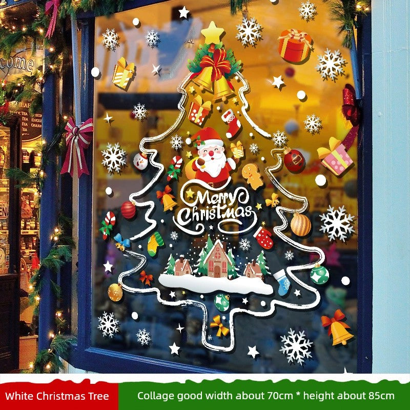 White Glass Doors and Windows Stickers Christmas Decorations