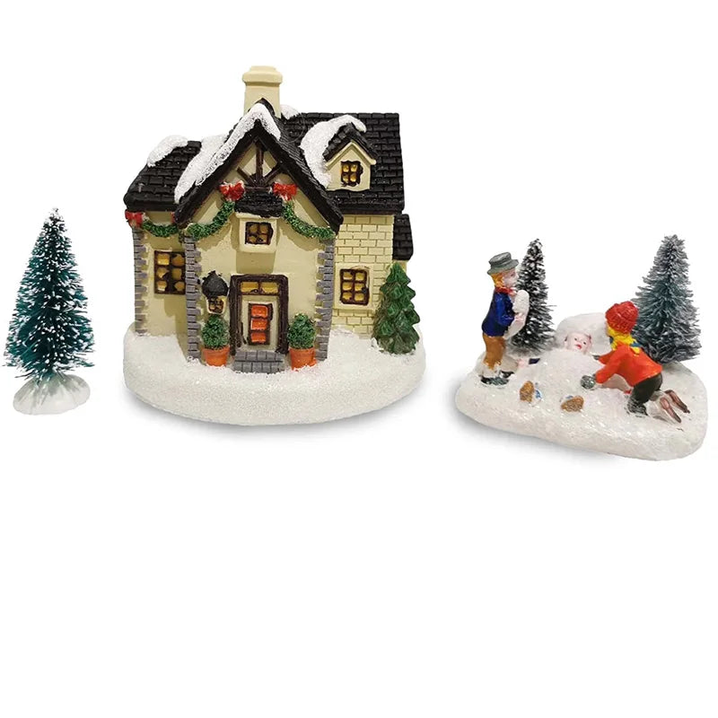 Christmas Village Set Accessories, Kids Playing Figurine, Collectible Building Scene Decoration, Home Fireplace, Holiday Decor