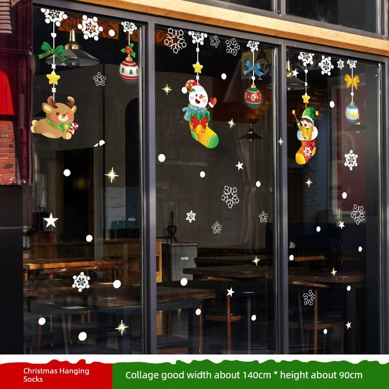 White Glass Doors and Windows Stickers Christmas Decorations