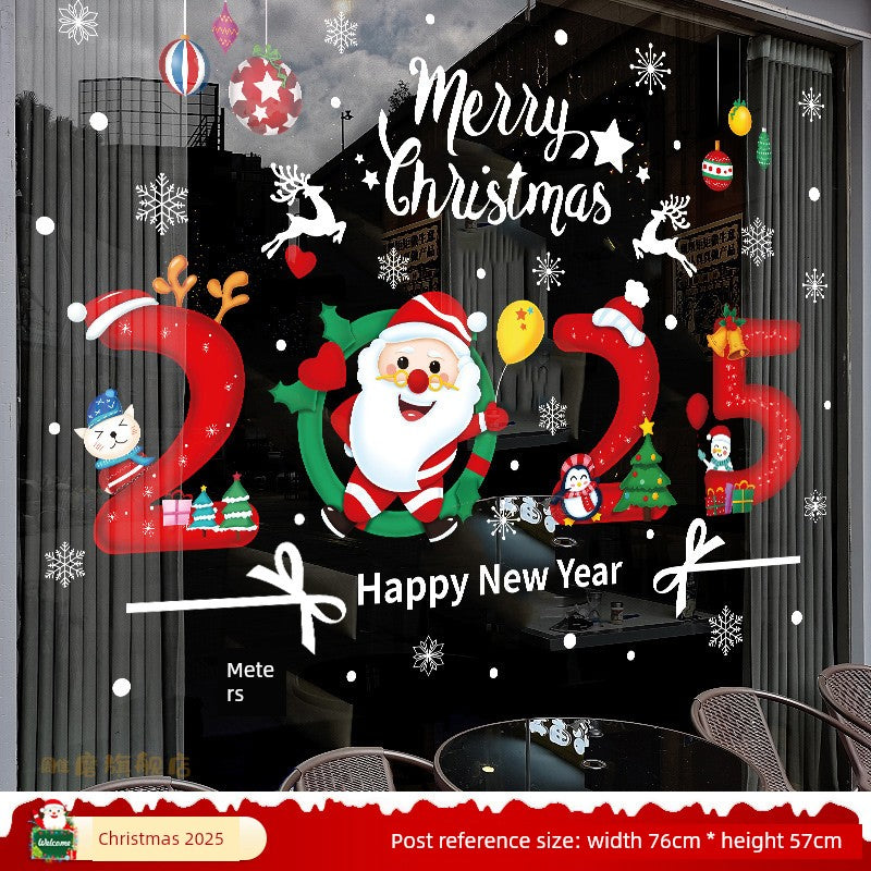 White Glass Doors and Windows Stickers Christmas Decorations