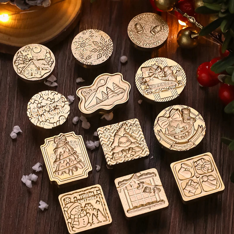 Wax Seal Christmas Theme Fire Lacquer Stamp Seal Head Sealing Fire Lacquer Copper Head Scrapbooking Envelope Wedding Invitations