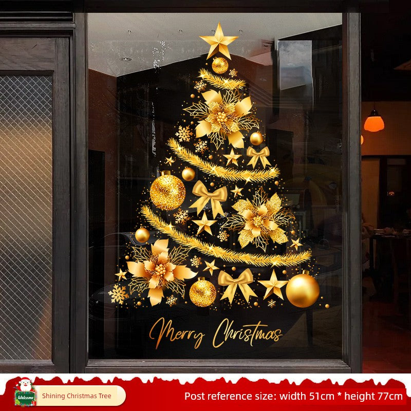 White Glass Doors and Windows Stickers Christmas Decorations