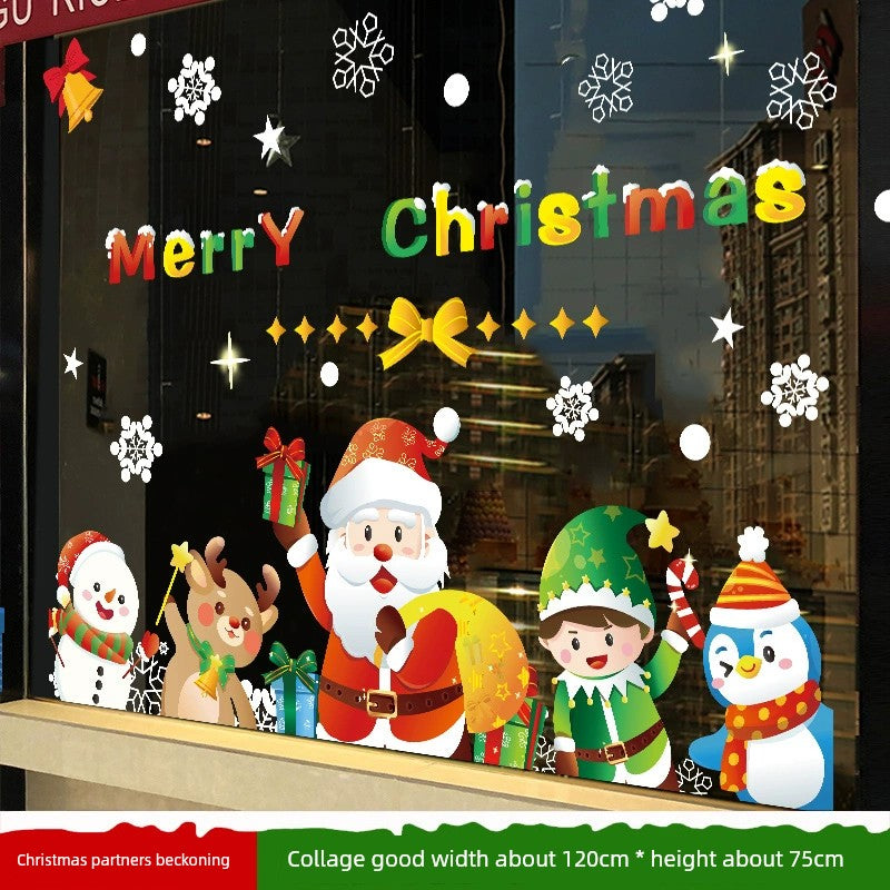 White Glass Doors and Windows Stickers Christmas Decorations