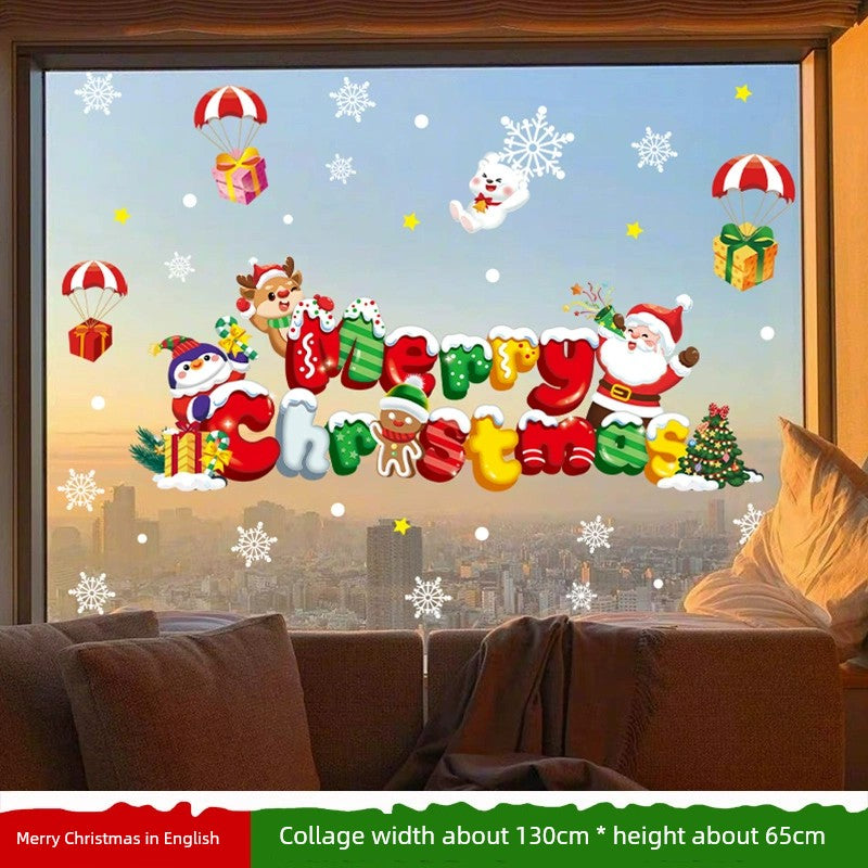 White Glass Doors and Windows Stickers Christmas Decorations