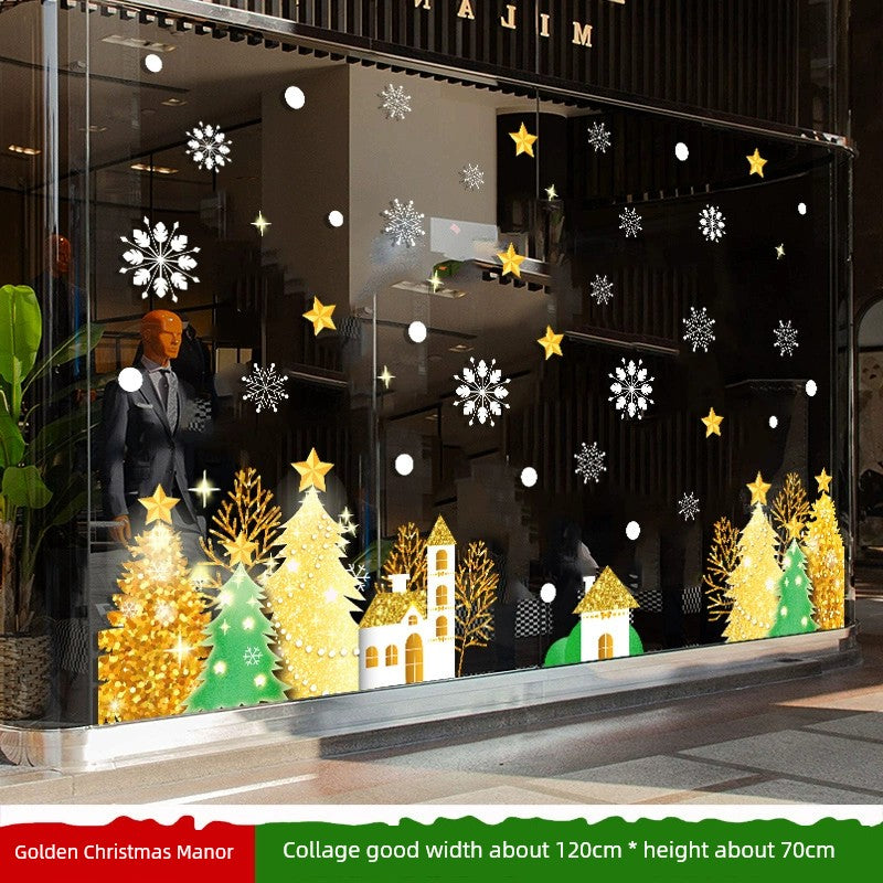 White Glass Doors and Windows Stickers Christmas Decorations