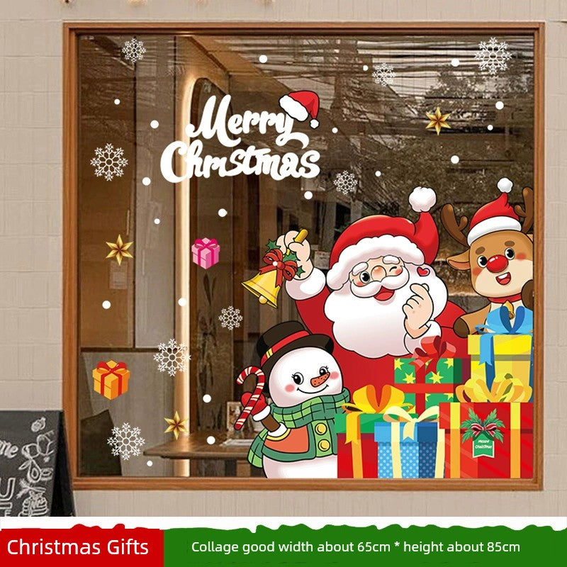 White Glass Doors and Windows Stickers Christmas Decorations