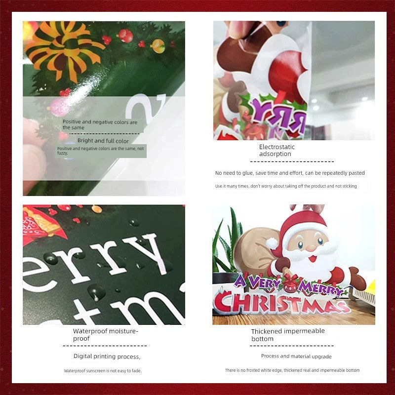 White Glass Doors and Windows Stickers Christmas Decorations