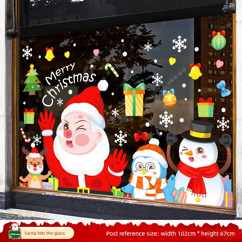 White Glass Doors and Windows Stickers Christmas Decorations