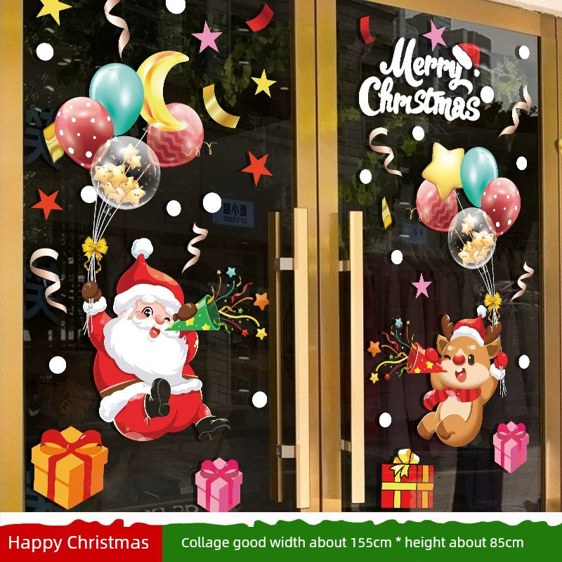 White Glass Doors and Windows Stickers Christmas Decorations