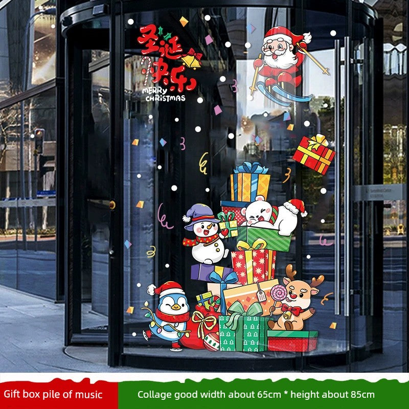 White Glass Doors and Windows Stickers Christmas Decorations