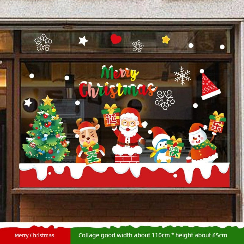 White Glass Doors and Windows Stickers Christmas Decorations