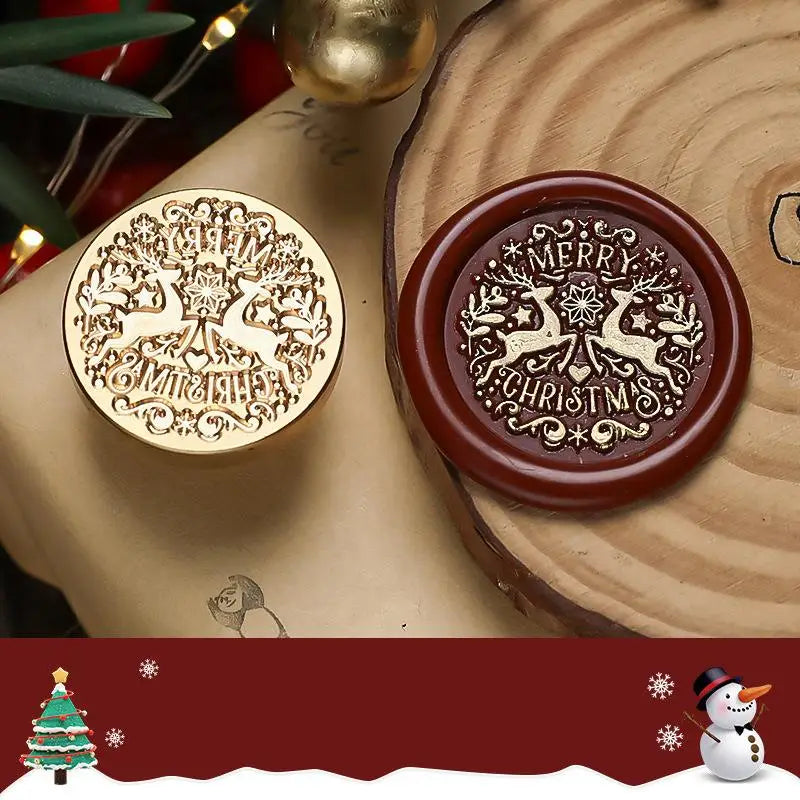 Wax Seal Christmas Theme Fire Lacquer Stamp Seal Head Sealing Fire Lacquer Copper Head Scrapbooking Envelope Wedding Invitations